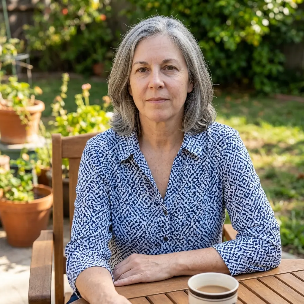 Woman enjoying her garden at home